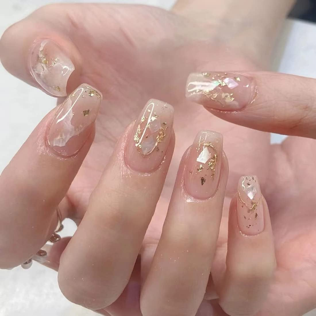 24 pièces carré nu français court couverture complète faux ongles presse sur ongles pour femmes filles