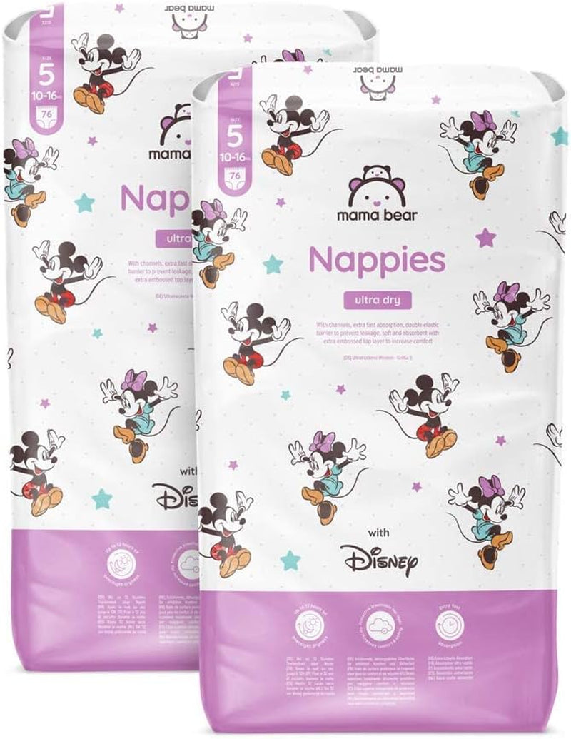Marque Amazon : Mama Bear Disney Couches Ultra Dry, taille 3 (4-9 kg) – Boîte mensuelle, blanche, 172 pièces (2 paquets de 86)