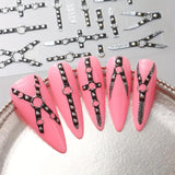 2PCS 5D Embossed Gothic Punk Nagelsticker, Nagel Sticker Selbstklebend Kreuz et X-Form Halloween Nagelaufkleber, Nageldesign Zubehör Für Damen Nail Art