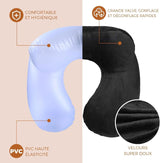 Oreiller de Voyage Gonflable, Oreiller de Voyage avec Masque de Sommeil + Bouchons d'Oreilles + Sac de Transport, Super Léger et Portable, Idéal pour Avion, Voiture, Maison, Bureau, Noir Naty Shop Oreillers de Voyage