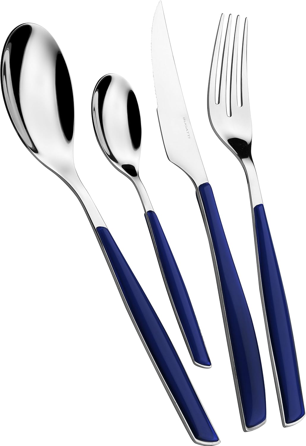BUGATTI Glamour, Ménagère pour 6 personnes, 24 pièces en acier inoxydable 18/10 Naty Shop Bleu Nuit