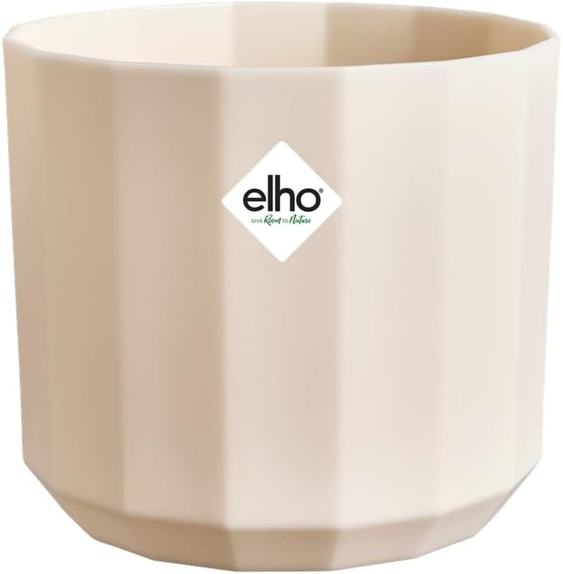 Pot rond elho Facet 17cm - pour l'intérieur - 100% plastique recyclé - Ø 16,6 x H 14,9 cm - Rose/Rose amande