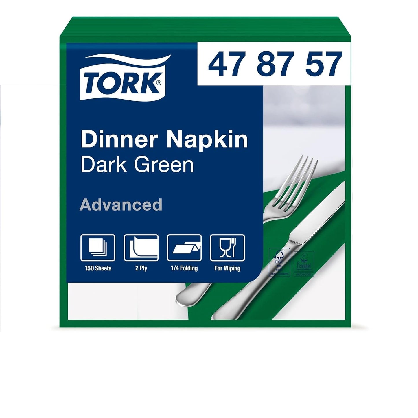 Tork Linstyle 509542 Serviettes cocktail noires, pli 1/4, 1 pli, 23,8 x 23,8 cm, 1 x 100 serviettes