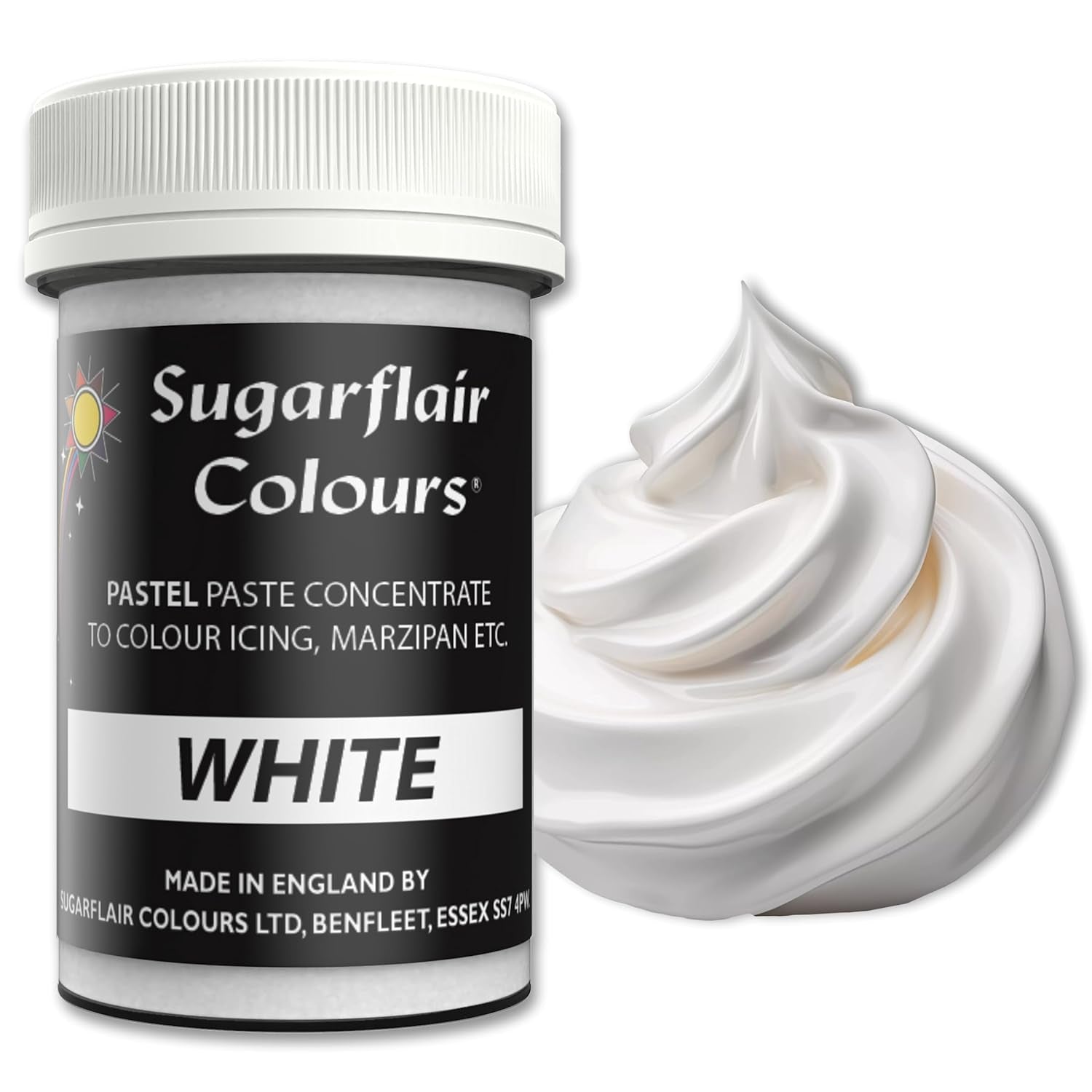 Colorant alimentaire blanc Sugarflair pour pâtes, colorant alimentaire pour pâtes, fondant et pâte d'amande, colorant pour pâtes - 25g