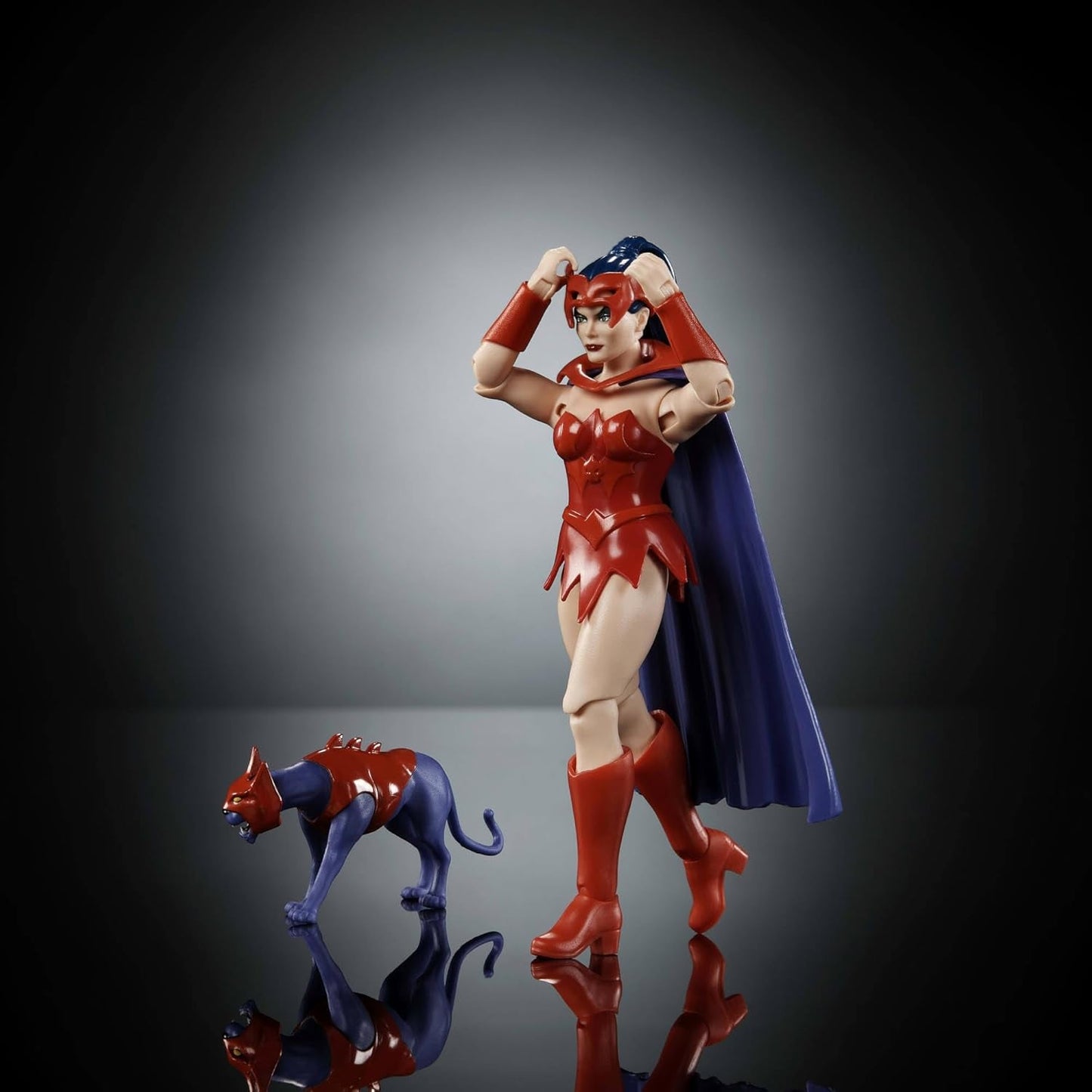 Figurine d'action Masters of the Universe Origins Catra de la collection Cartoon, env. 14 cm de haut Série TV des années 1980 Héroïne Princesse du Pouvoir Conception détaillée et accessoire chat JBM84 Figurines Naty Shop