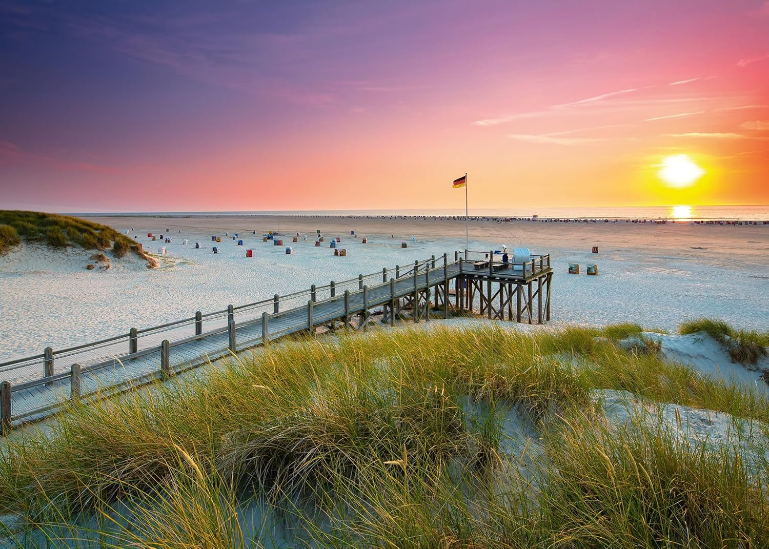 Ravensburger Puzzle 12000690 - Coucher de soleil sur Amrum - Puzzle de 1000 pièces pour adultes et enfants à partir de 14 ans, puzzle plage de la mer du Nord Puzzle Naty Shop Nouveau design