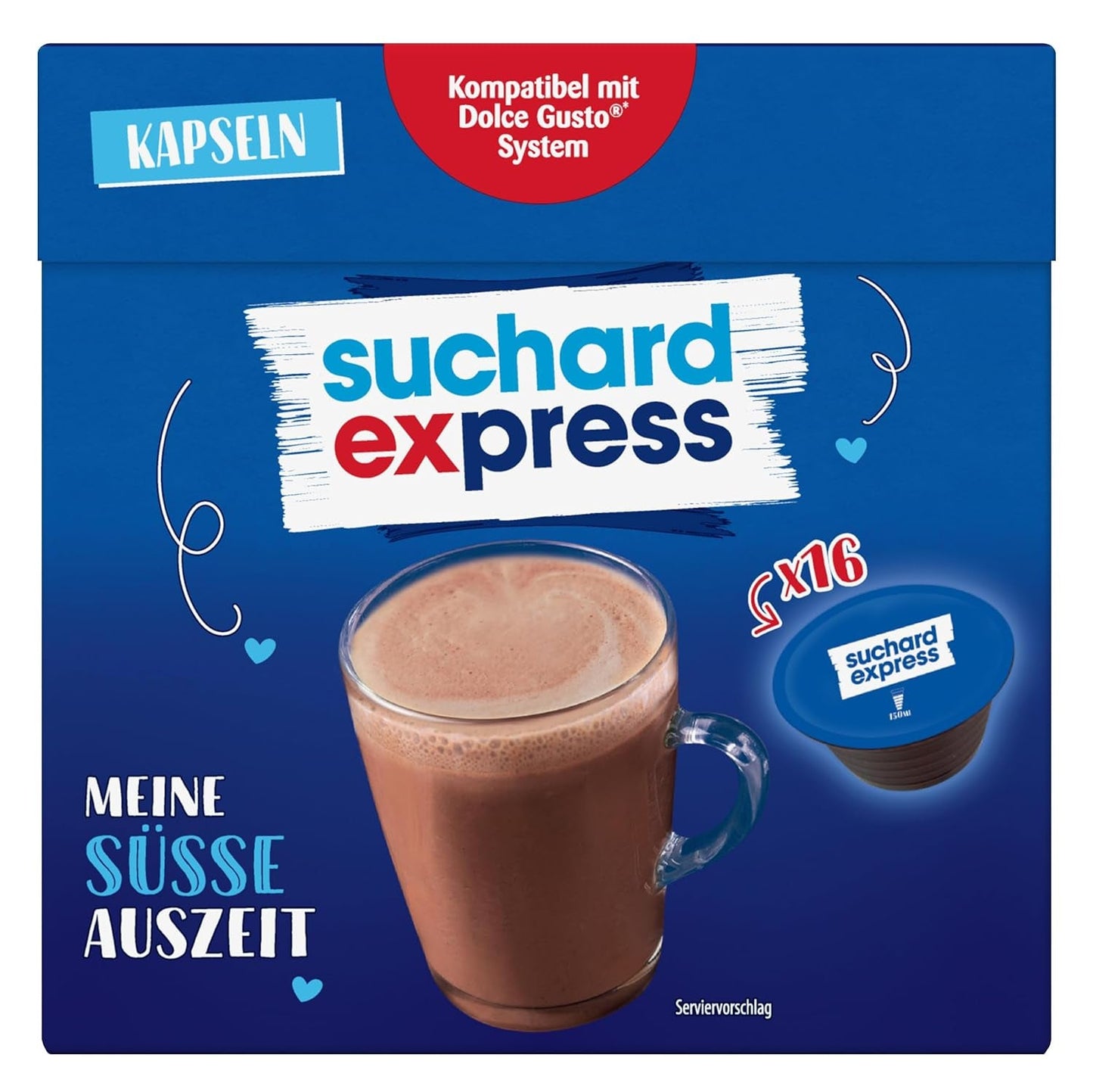 Suchard Express Kakao Capsules pour Dolce Gusto, 3x 16 Capsules, compatibles avec Machine Nescafé Dolce Gusto, Cremige Trinkschokolade