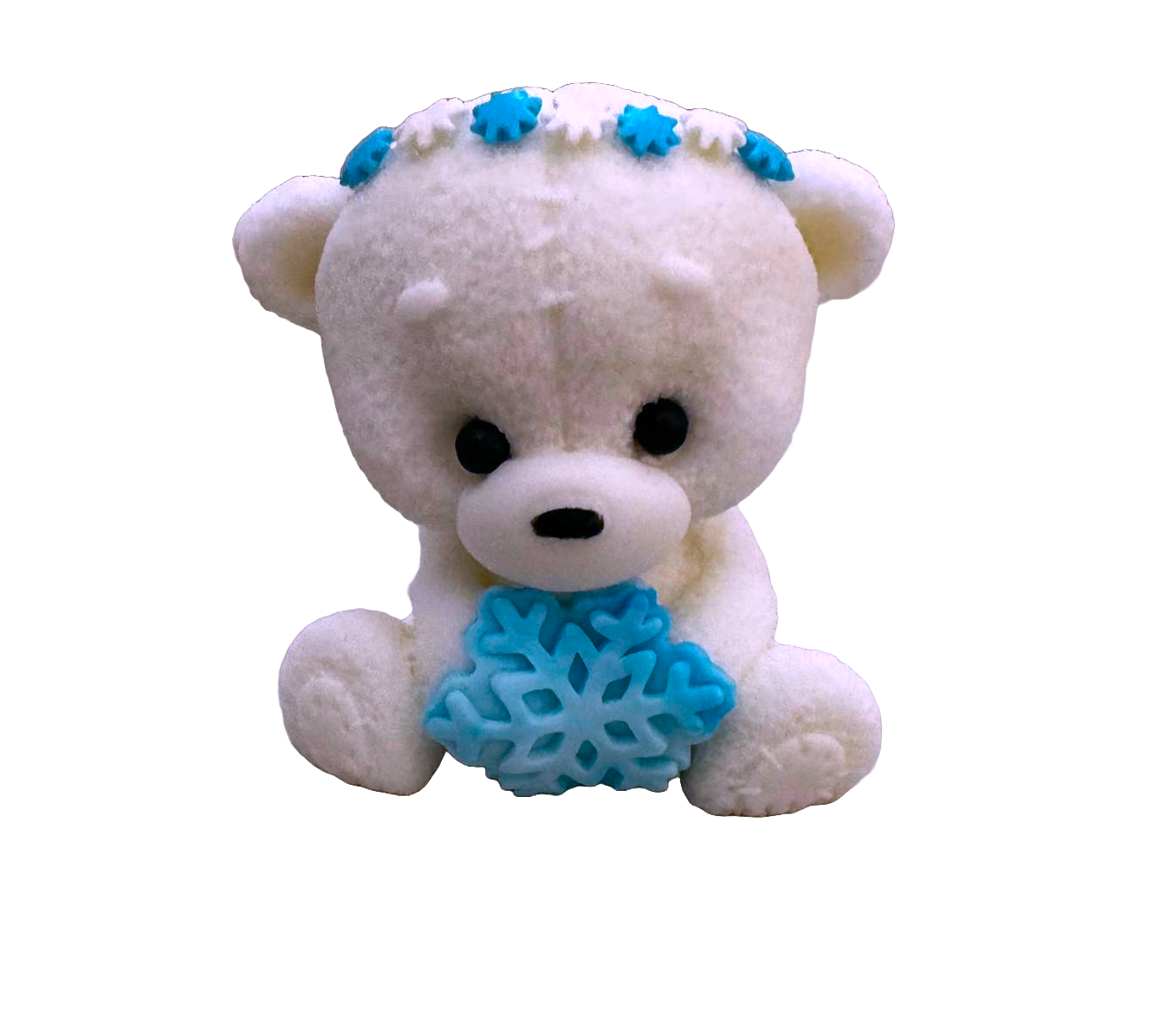 Décoration comestible en pâte à sucre, Ours en peluche flocon bleu Décorations en Pâte à Sucre Naty Shop