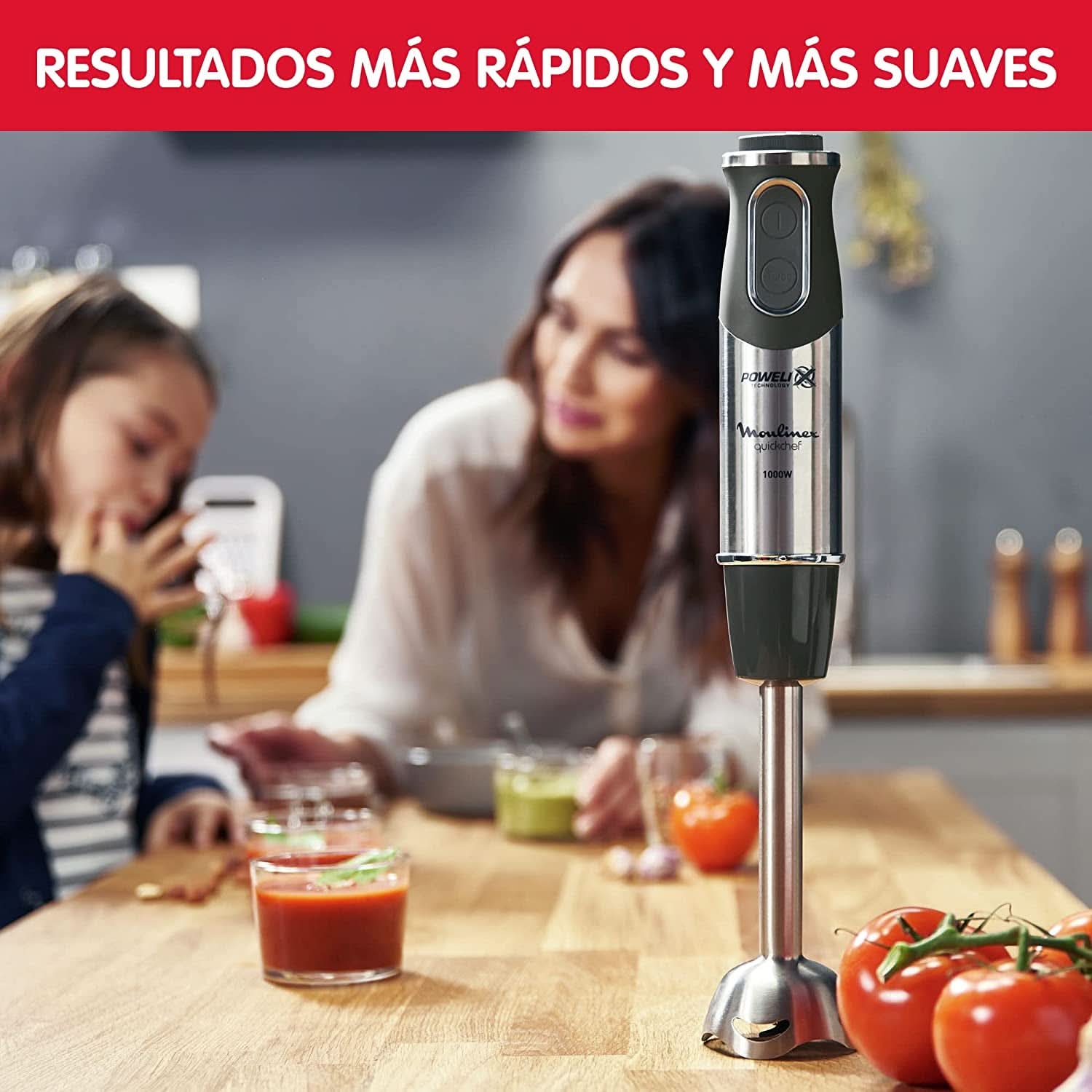 DD6558 DD655810 Quickchef Mélangeur 3-en-1, technologie Powelix, 3 Zubehörteile, Edelstahl, Stahl/Schwarz Kitchen Naty Shop