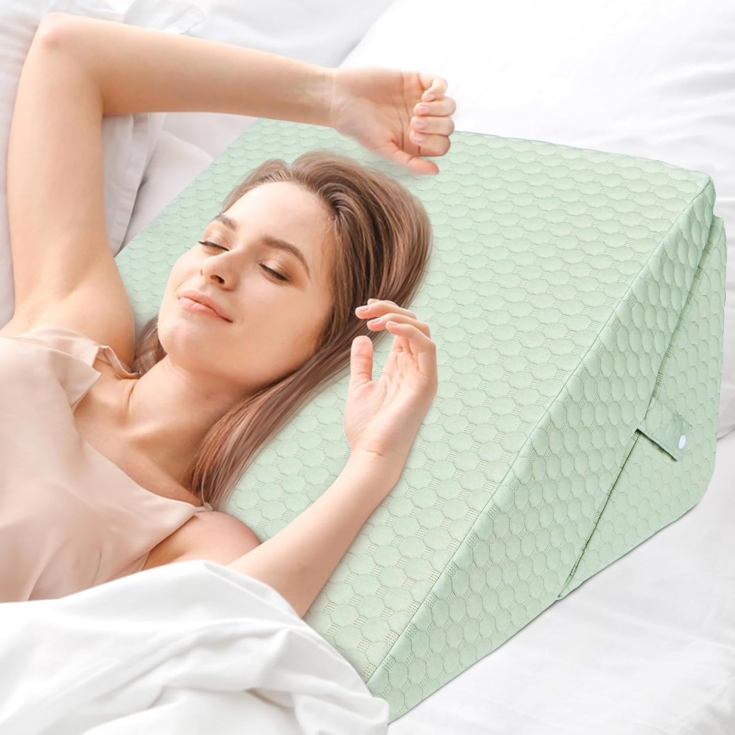 Oreiller compensé réglable pour enfants, oreiller de lecture en mousse haute densité pour lit et canapé, oreiller de tête ergonomique pour l'apnée du reflux du sommeil, oreiller de jambe/oreiller de dos pour jouer et lire (blanc et gris)
