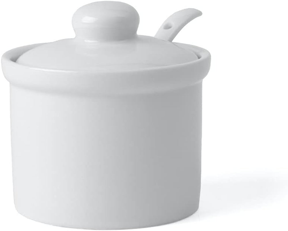 Holst Porcelain AT 216 FA1 Bidon 0,17 L Fût avec Cuillère, Blanc, 8,5 x 8,5 x 6,5 cm