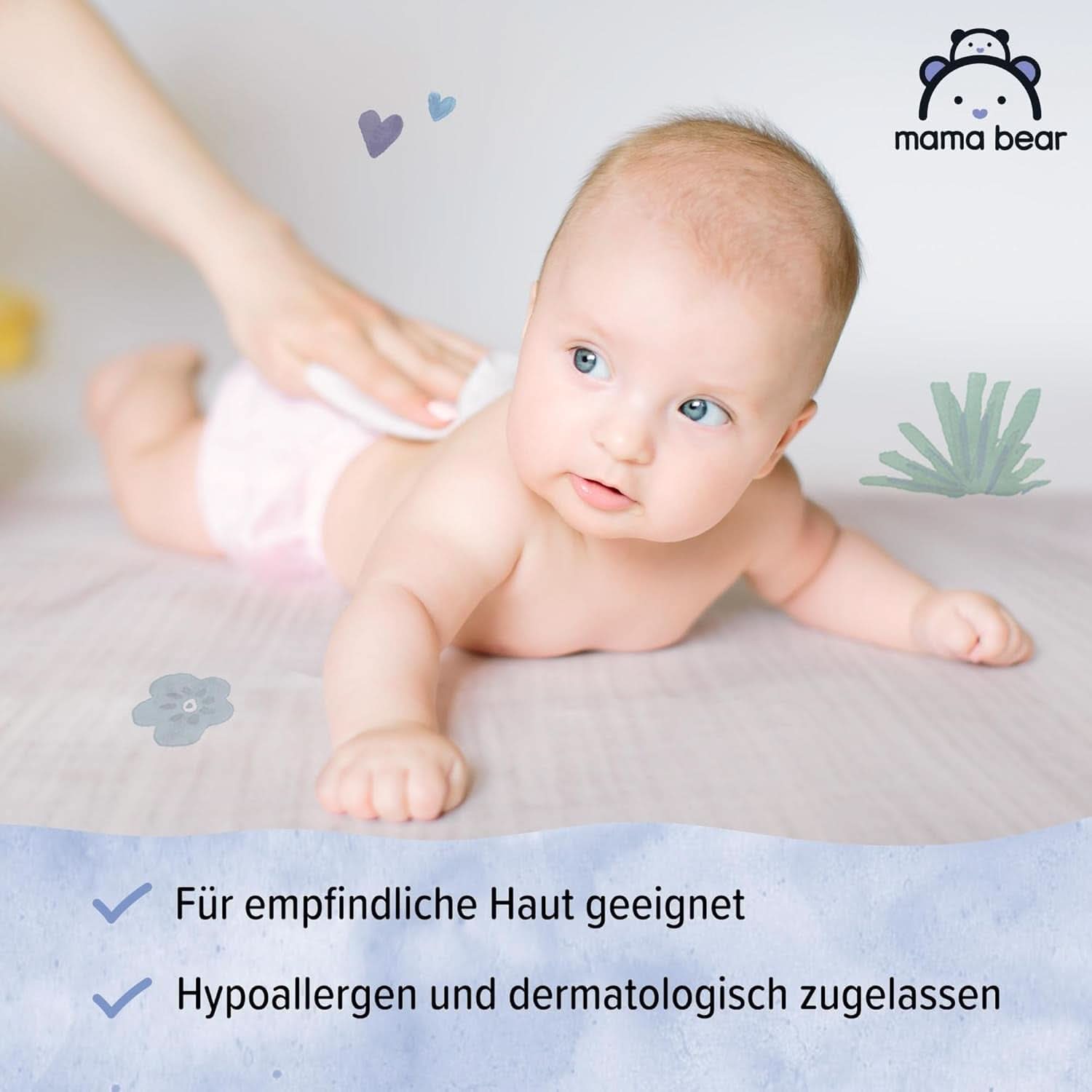 Naty Shop Mama Bear Sensitive Lingettes pour bébé non parfumées