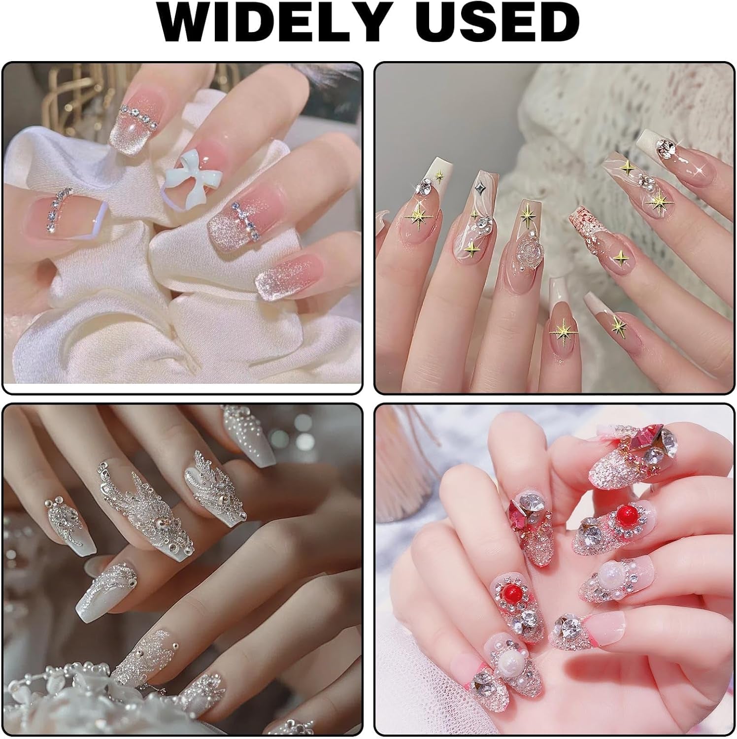 3400 pièces Goldene et Silberne Sternperlen, Goldene Nagelanhänger, Zubehör Für Nagelschmuck, Schöne Sternnagelanhänger Für Nägel, Nail Art Strass