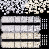GZMAYUEN Nail Art Perles Micro Caviar pour Nägel, 0.3-3Mm Argent Doré Mini Caviar Strasssteine, Weiß Beige Mini Nägel Perlen Microperlen Décoration pour Nägel