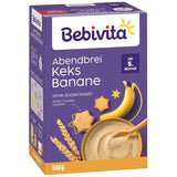 Bouillie du soir aux biscuits et bananes (4x500g), bouillie de lait à partir de 5 mois, sans sucre ajouté, avec minéraux et vitamines précieux, très nourrissante