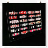 Panneau d'affichage d'ongles en verre acrylique avec bandes d'affichage et nano-adhésif, affichage de pointe d'ongle, carte de couleur transparente pour Nail Art, affichage d'art d'ongle, affichage d'exercice d'ongle (transparent)