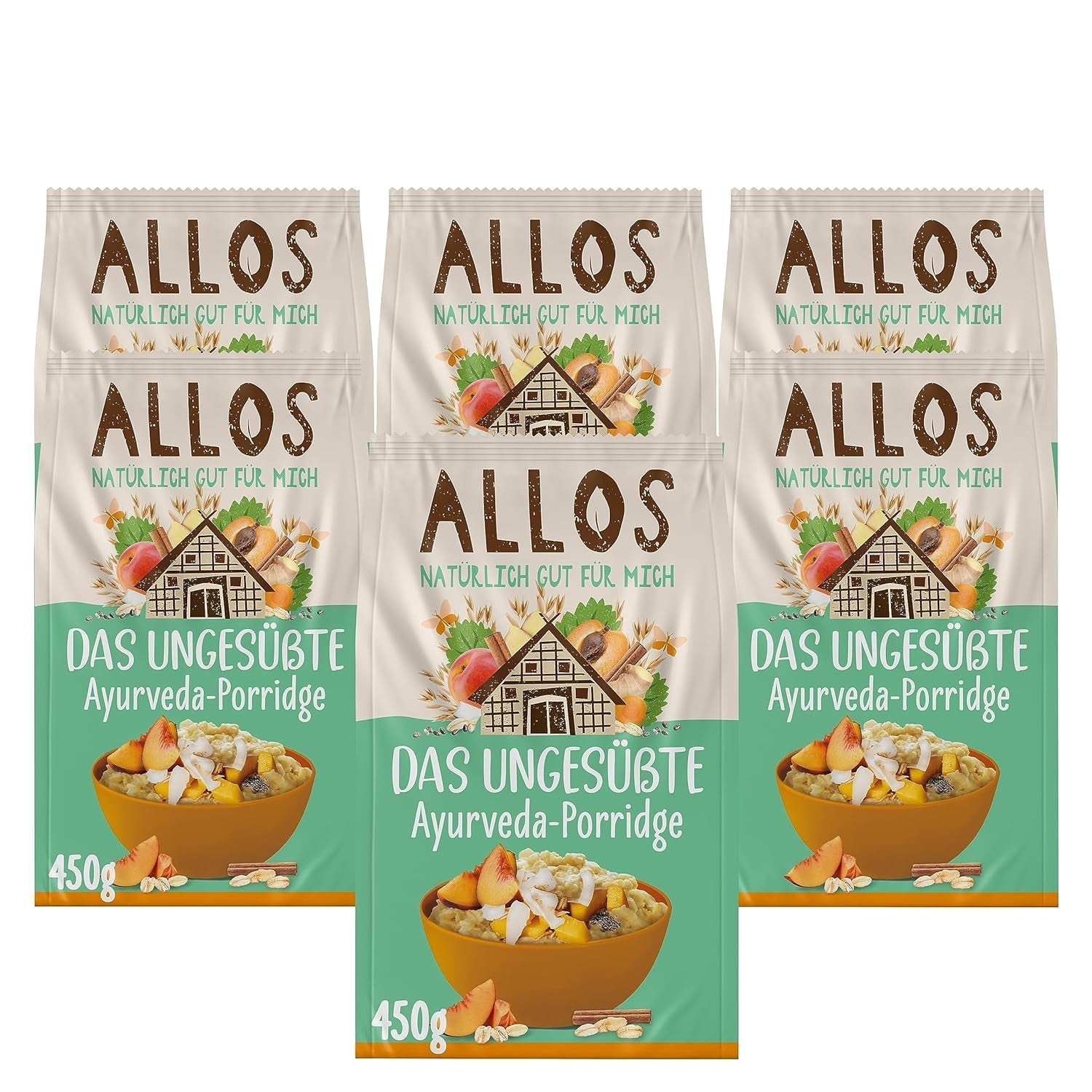 Porridge Allos non sucré aux figues et framboises | Porridge sans sucre | Muesli biologique | Muesli aux fruits | Gruau | Bouillie pour le petit déjeuner | Céréales pour le petit déjeuner | Végétalien | Paquet de 6 (6x500g)