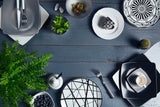 Excelsa Boheme Noir Service d'assiettes, 18 pièces, Porcelaine, Schwarz