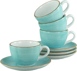Creatable 34042 Vintage Nature Aqua Series Service de table 8 pièces pour 4 tasses à café en porcelaine, passe au lave-vaisselle et au micro-ondes, fabriqué en Europe