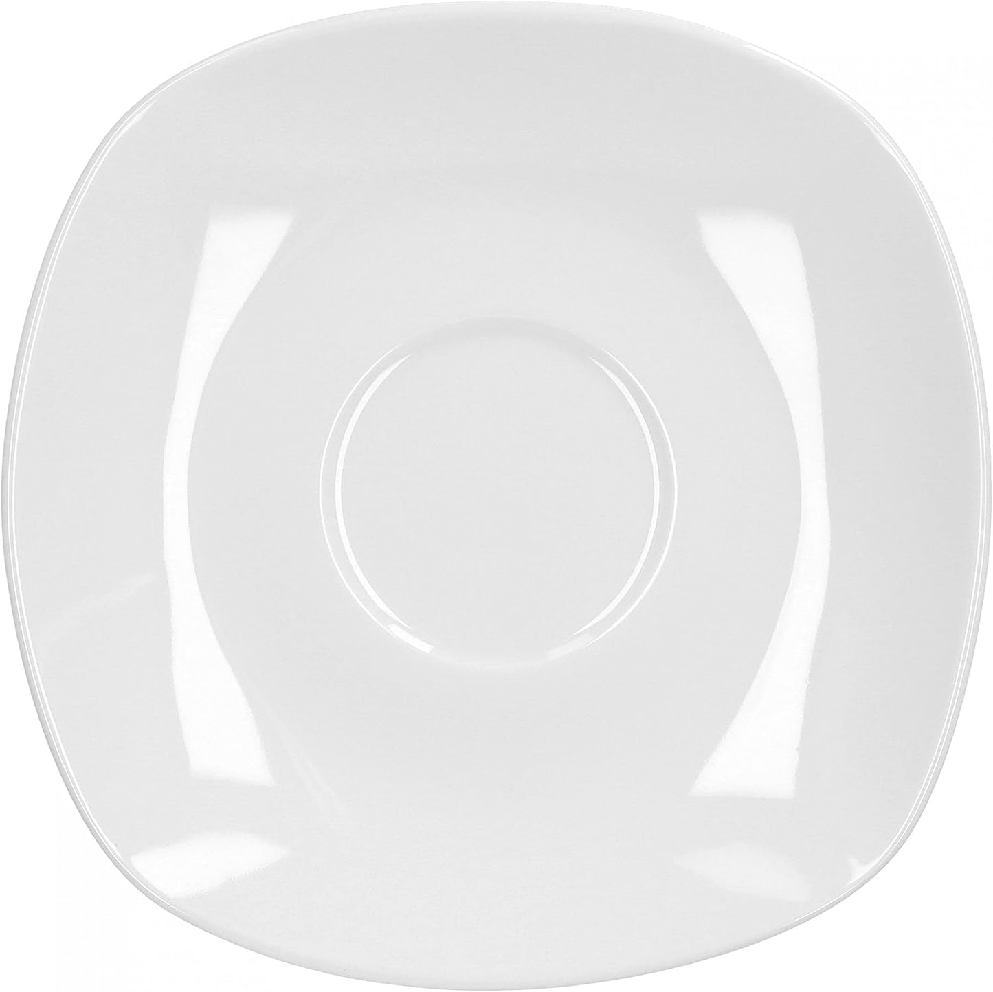 Van Well Lilli Service à café pour 12 personnes, 36 pièces carrées en porcelaine blanche avec bords incurvés pour une table basse parfaitement disposée – Passe au lave-vaisselle