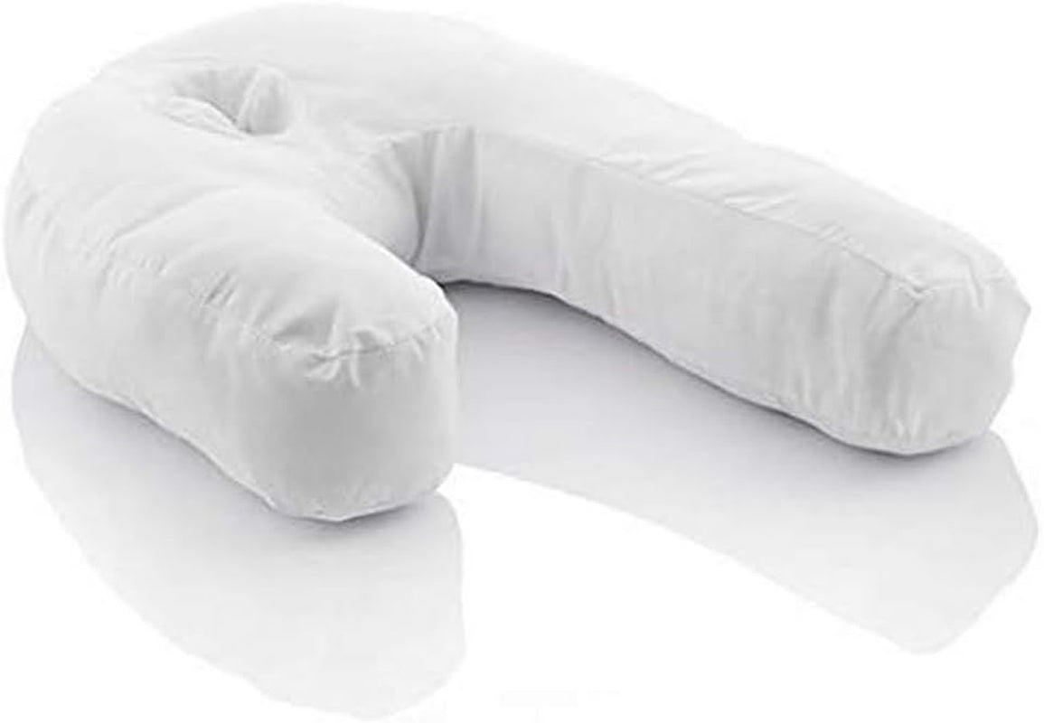 Oreiller ergonomique en forme de U Innovagoods pour dormeurs latéraux, idéal pour la grossesse, favorise une respiration calme, réduit les ronflements, coton et polyester, blanc, 39 x 57 x 14 cm Oreillers orthopédiques cervicaux Naty Shop Titre par défaut