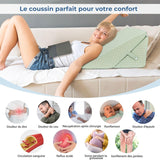 INFANZIA Oreiller compensé pour lit, oreiller d'angle, oreiller triangulaire, pliable, mousse à mémoire de forme, apnée du sommeil, reflux acide, élévation des jambes, lecture, vert