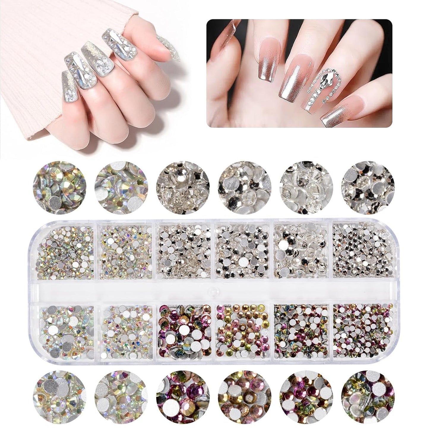 5600 pièces Strasssteine ​​​​Nägel Nail Art, 36 Farben Glitzersteine, Dekorationen Nagelsteine ​​​​Für Nagelkunst, Einschließlich Wachsstift Für Strasssteine ​​​​​​et Strass-Picker
