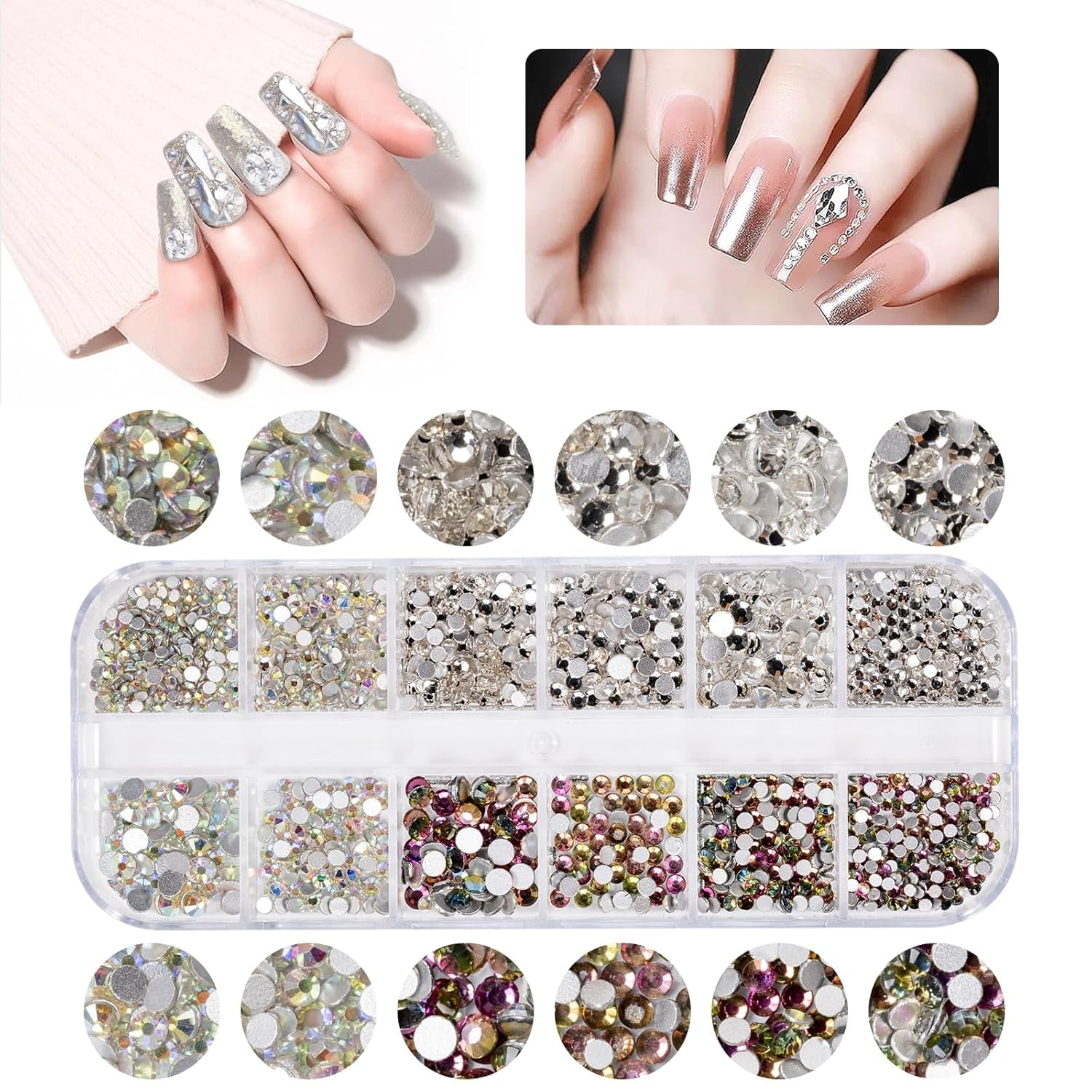 5600 pièces Strasssteine ​​​​Nägel Nail Art, 36 Farben Glitzersteine, Dekorationen Nagelsteine ​​​​Für Nagelkunst, Einschließlich Wachsstift Für Strasssteine ​​​​​​et Strass-Picker