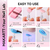 Makartt Porte-ongles en acrylique, Porte-ongles magnétique, Porte-ongles, Porte-ongles rose transparent avec 48 mastics adhésifs