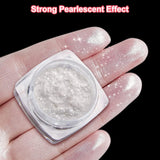 2 Schachteln Weiße Perle Chrom Nagelpuder - Transparent Aurora Ice Shimmer Chrome Pigment Pulver pour ongles, Glazed Donut Glitzerpuder Nails Spiegeleffekt-Glitter Nagelkunst-Pulver pour bricolage-salon