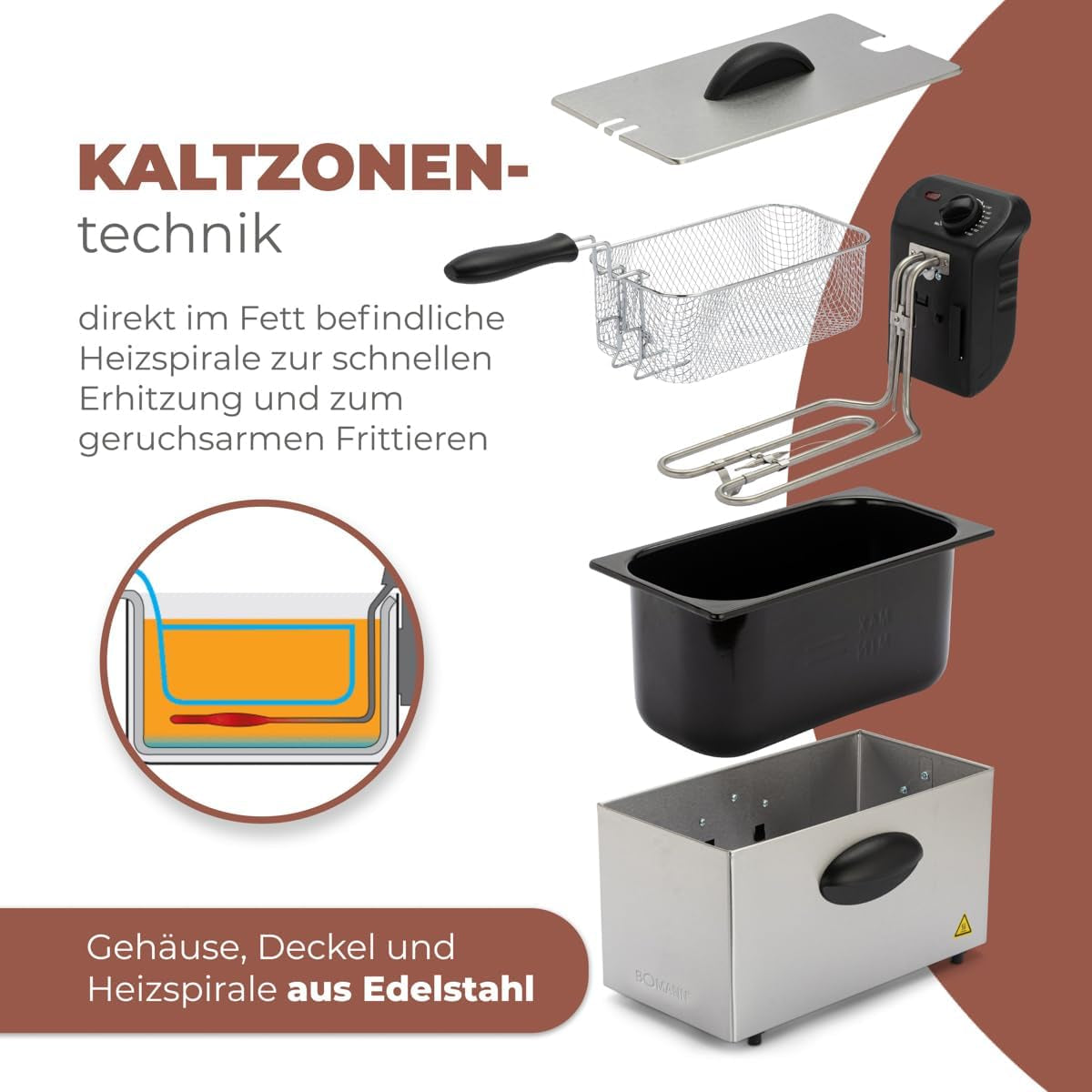 Friteuse à huile Bomann®, capacité 3L, technologie Cool Zone et vidange, 2000 W électroménager Naty Shop