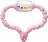 Anneau de dentition Curaprox pour bébés - Pour tout-petits 0-24 mois/Soulage la douleur dentaire et favorise les compétences motrices | Sans BPA, Rose, avec brosse à dents d'entraînement/Fabriqué en Suisse