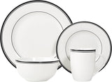 Amazon Basics Cafe Service de table 16 pièces à bord noir pour 4 personnes