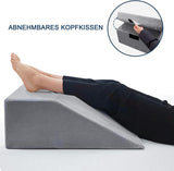 Oreiller de lecture et oreiller en plumes pour rehausseur de jambes, oreiller en mousse à mémoire de forme pour le cou, le dos et les jambes, oreiller amovible multifonctionnel pour lit, canapé, assis, dormir et se reposer (gris)