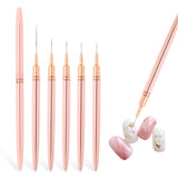 Nail Art Liner-Brush 5-Teiliges Gel-Nagellack-Malerei-Nagel-Punkt-Zeichnungs-Werkzeug für Lange Linien Kunst-Design-Stift-Set Metallgriff Nail-Art-Design-Binsel for Frauen