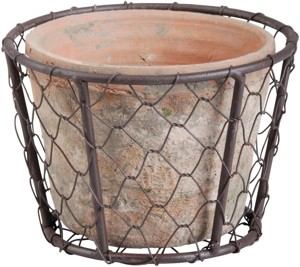 Pot Esschert AT10 dans un panier métallique