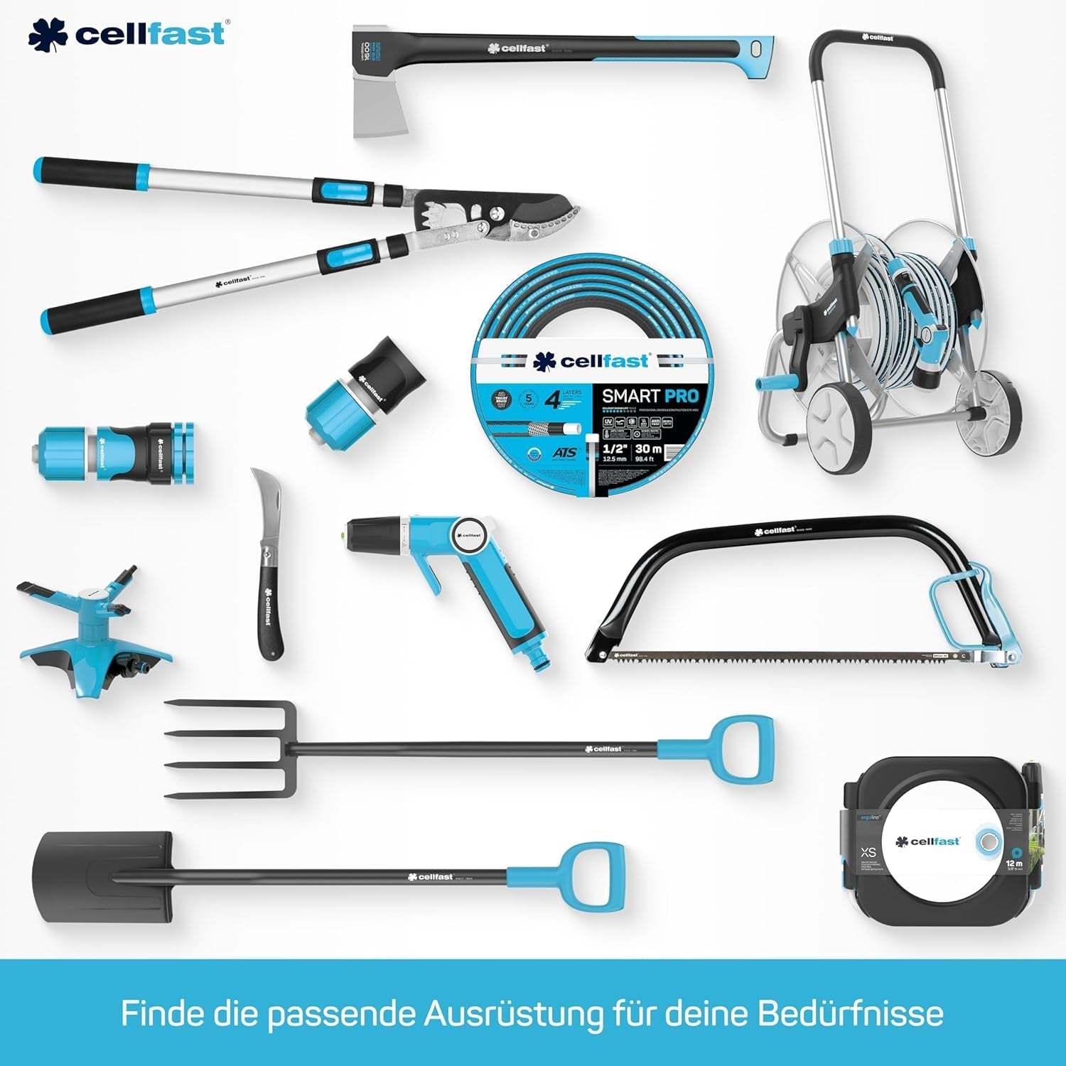 CELLFAST Tuyau d'arrosage 5 Couches Tuyau d'arrosage Double Tressé Tuyau d'irrigation transfrontalier résistant aux UV Anti-Algues Flexible 30 Bar 3,4" 50 mètres Vert