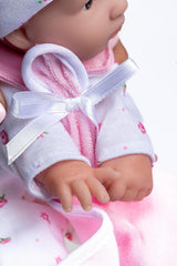 JC Toys Ensemble de poupée bébé caucasien La Baby - Poupée douce et lavable de 28 cm, tenue rose amovible avec chapeau, couverture et tétine, pour poupées de 12 mois et plus Naty Shop