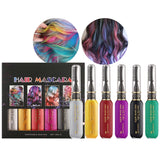Teinture capillaire instantanée 6 couleurs Mascara capillaire temporaire pour filles et femmes Craie capillaire lavable Mascara capillaire arc-en-ciel Teinture capillaire pour carnaval Halloween Cosplay fête anniversaire (A) Naty Shop Coloration capillaire B 90 ml (1 paquet)