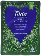 TILDA Riz basmati cuit à la vapeur au citron vert et coriandre pour le micro-ondes, 250 g