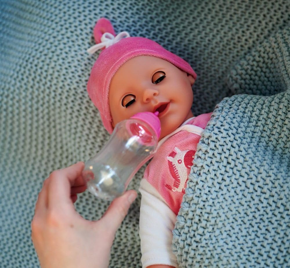 Simba 105140489 - Poupée Laura Baby Talk, poupée au corps doux de 38 cm avec des yeux endormis dans une jolie combinaison, 24 sons de bébé, poupée de jeu, poupée bébé, à partir de 2 ans