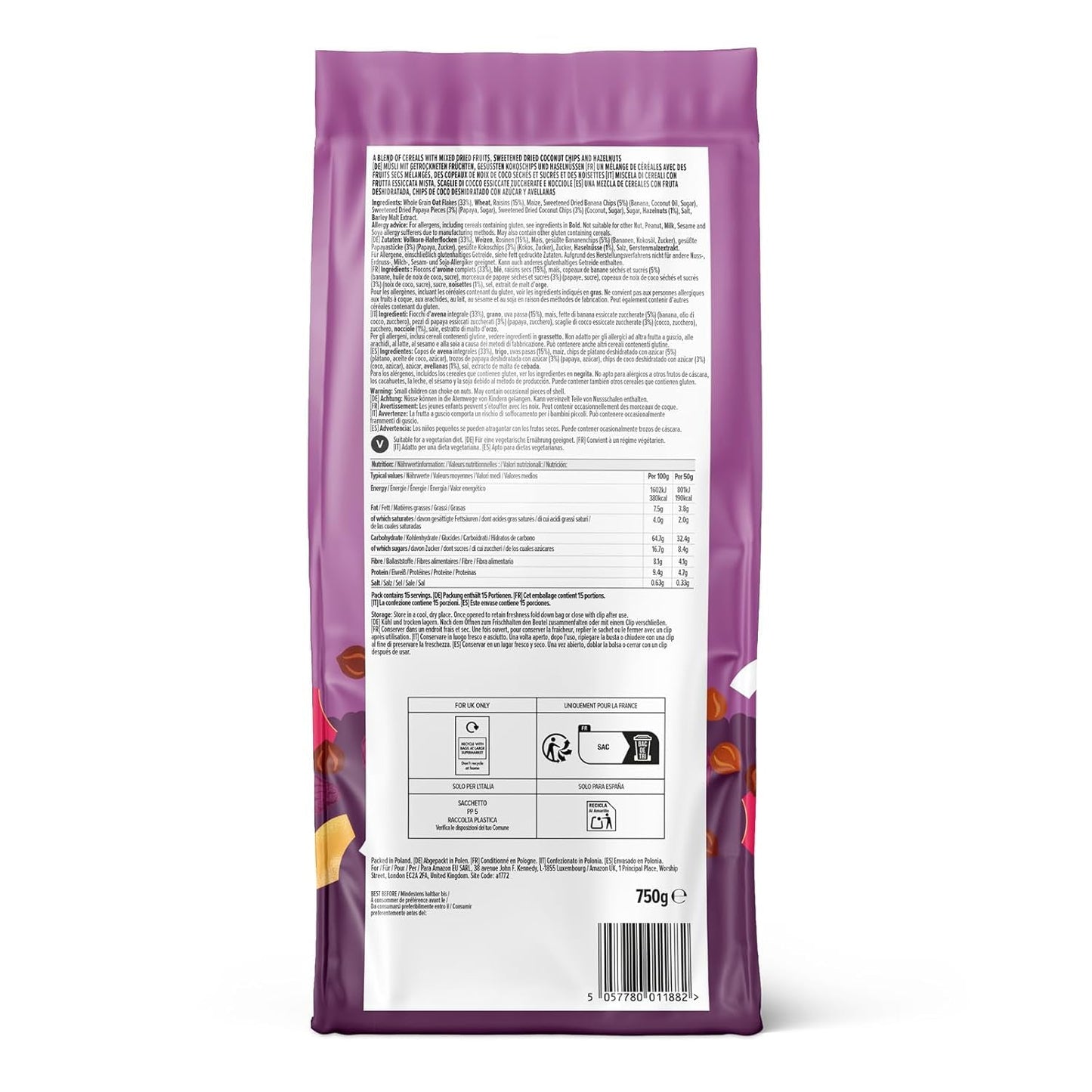 Muesli aux fruits et noix d'Amazonie, 750g