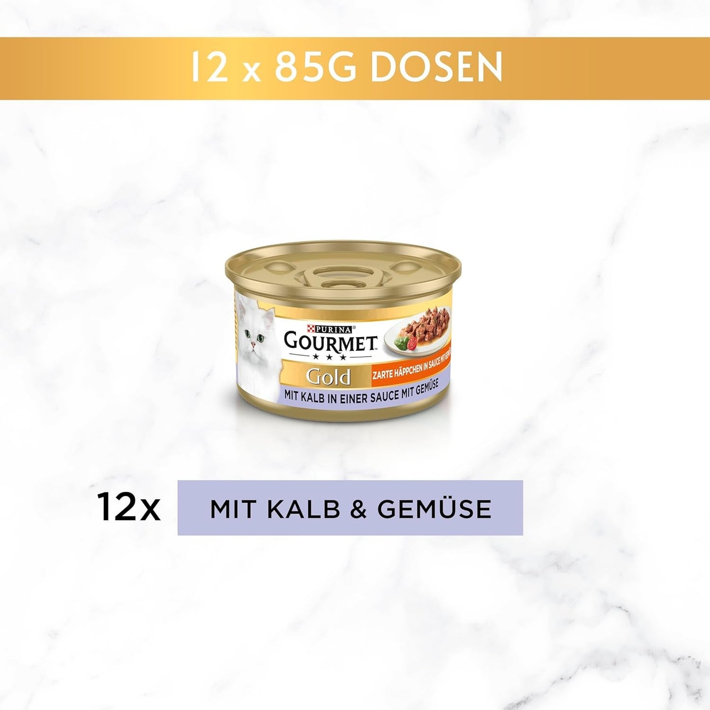 Gourmet Gold Tender Morceaux en Sauce Végétale Veau et Légumes Nourriture Humide pour Chat Paquet de 12 (12 x 85g)