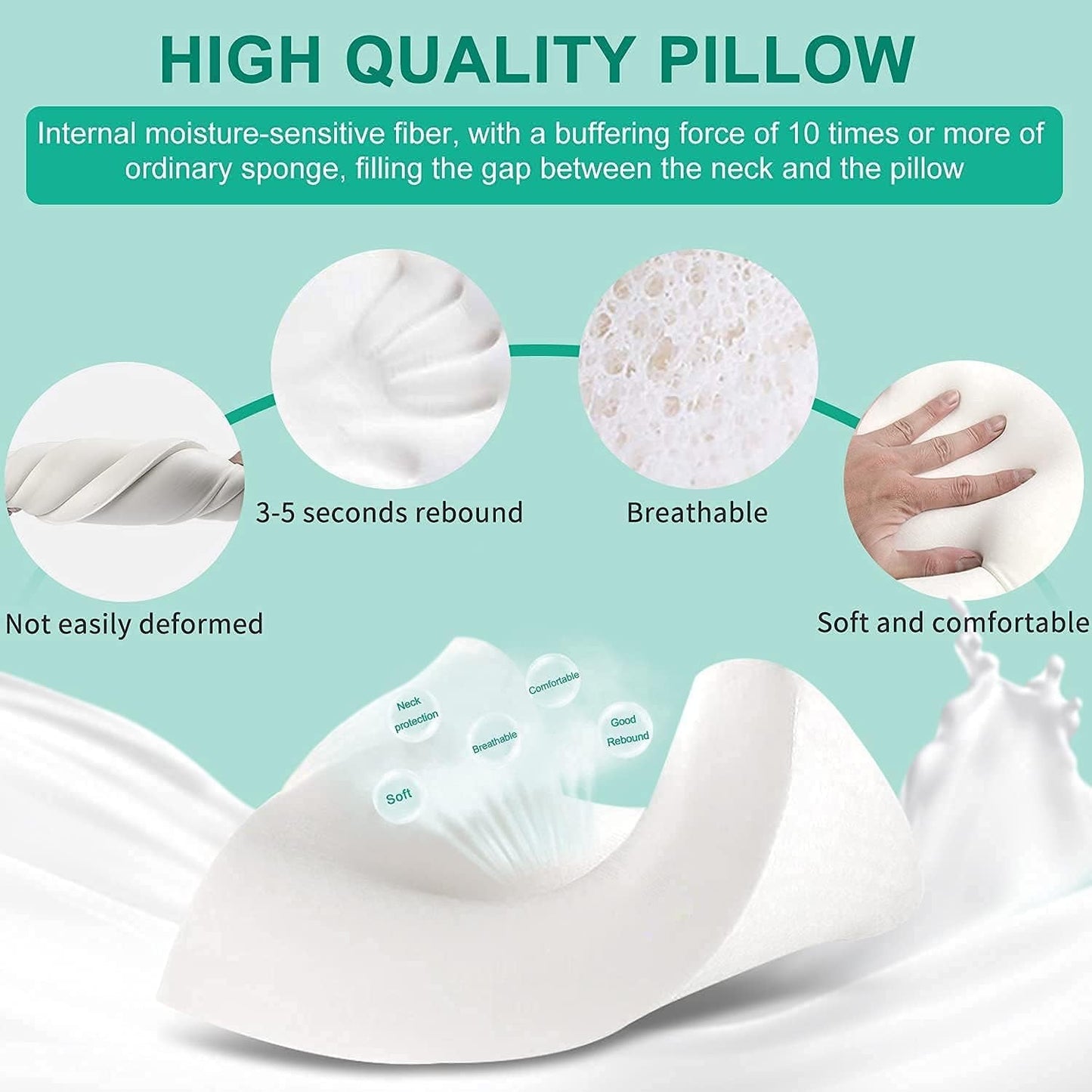 Fityou Oreiller en mousse à mémoire de forme Oreiller de soutien du cou Oreiller de couchage ergonomique Oreiller rafraîchissant Conception double face Housse de coussin lavable (67,5 x 40 x 13 cm) Oreillers orthopédiques cervicaux Naty Shop