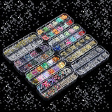 8 boîtes Nail Art Strass Kit - Nail Art Gemischt Strass Set, Nagel Kunst Strasssteine ​​​​Gems Perlen Edelsteine ​​​​Bunt Pferdeaugen Strass pour Nageldesign Zubehör Mit 1 Pinzetten et 1 Strass Picker pour DIY