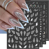 8 feuilles d'autocollants pour ongles dorés, lune et étoiles, ailes d'ange, autocollants pour ongles dorés, feuilles d'étoiles, autocollants pour ongles, accessoires de conception d'ongles, autocollants pour ongles