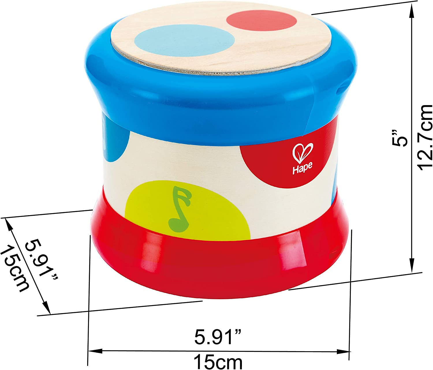 Hape Bébé Tambour | Jouet musical roulant pour les petits pour apprendre le rythme et les différents sons, à piles, à partir de 6 mois Baby Toys Naty Shop