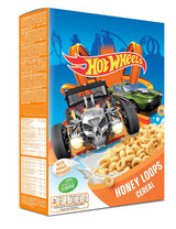 Hot Wheels Honey Loops Céréales croustillantes pour petit-déjeuner à grains entiers avec vitamines ajoutées, 1 paquet (1 x 375 g)
