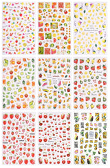 JMEOWIO Nagelsticker Sommer Frucht 9 Blatt Nail Art Sticker Selbstklebend Nagelaufkleber Zitronen Dekoration Nageldesign Zubehör