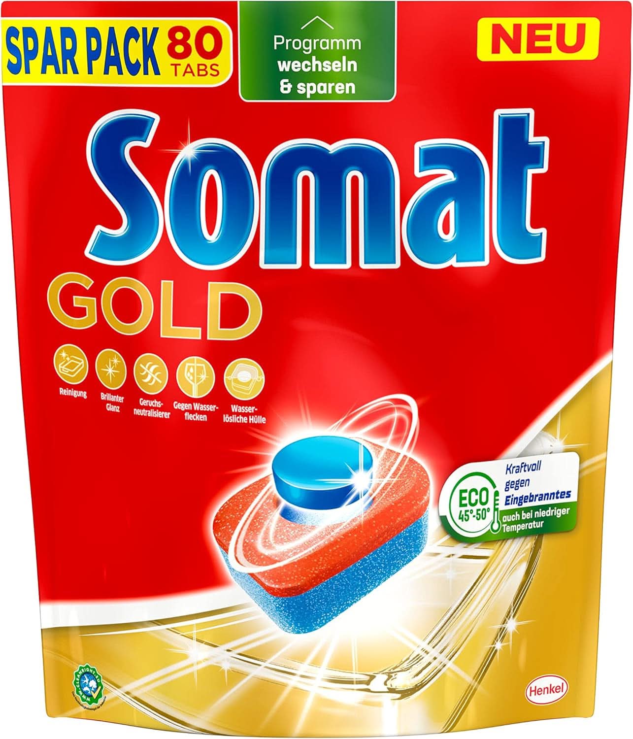 Pastilles Somat Gold pour lave-vaisselle (105 pastilles) Naty Shop Détergents de Cuisine 80 capsules -